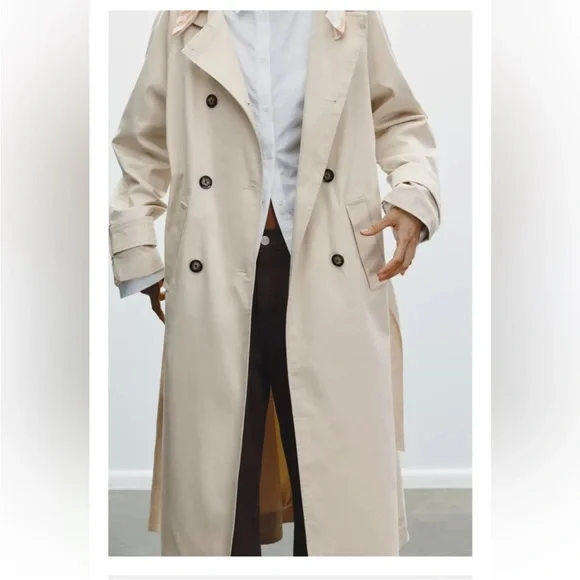 Zara Beige Trench Coat with scarf - Picture 7 of 13
